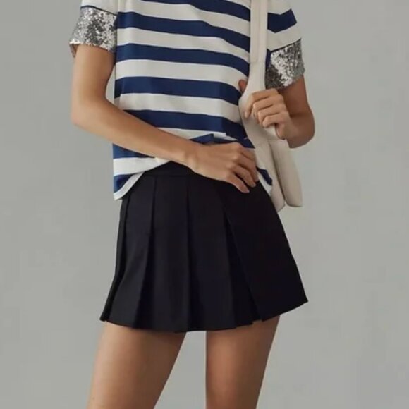 Maeve Anthropologie Sequin Sleeve Striped Baby Tee - Size M - Picture 3 of 13